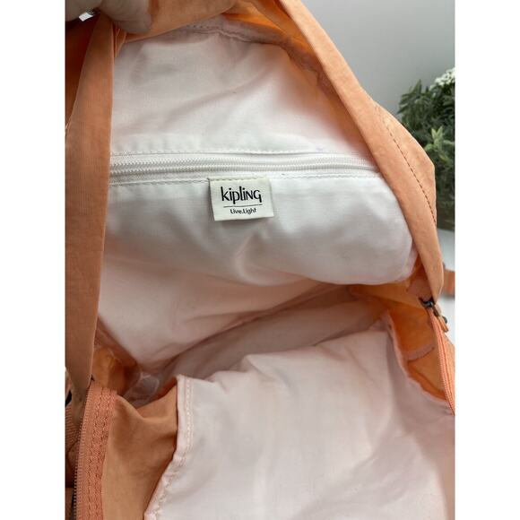 Kipling Nylon Seoul Challenger Peachy Coral BP4227 Monkey Fob Medium Backpack - Picture 11 of 16